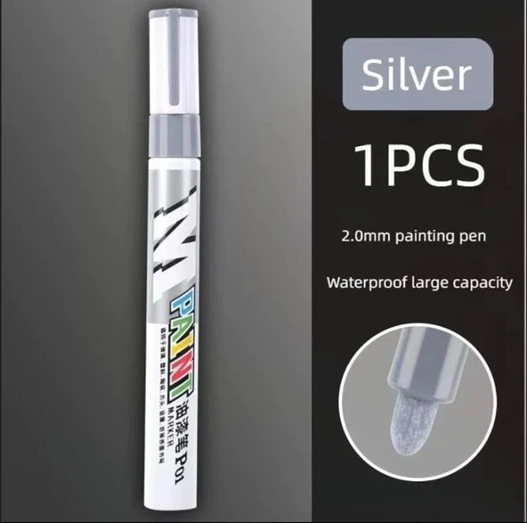 Rötuş Kalemi Paint Pen Gümüş Renk | Metal, Ahşap ve Oto Yüzey Boyası ürün görseli 1