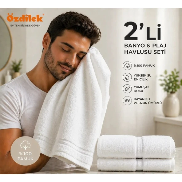 Özdilek Belda Plaj Havlusu 70X140 cm %100 Pamuk  Büyük Boy Yumuşak Havlu Yüksek Emici & Hızlı Kuruyan Deniz, Plaj, Havuz Havlusu ürün görseli 1