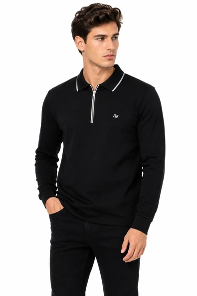 Erkek Mevsimlik Spor Polo Yaka Fermuarlı Sweatshırt BGL-ST05468 ürün görseli 1
