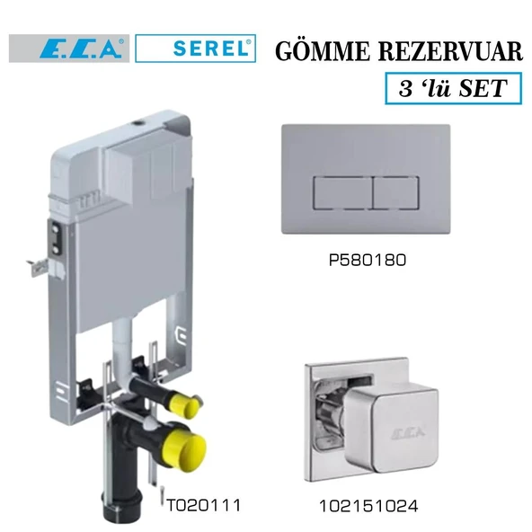 Serel Smooth Gömme Rezervuar 3'lü Set (T020111+P580180+102151024) ürün görseli 1