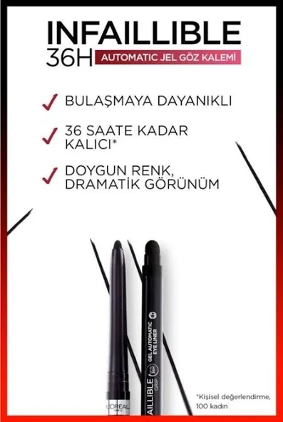 L'Oreal Paris Infaillable Automatic Jel Eyeliner 001 - Resim 2