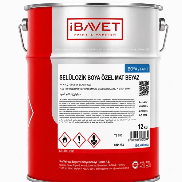 İbavet Selülozik Boya Özel Mat Beyaz 12 Kg ürün görseli 1
