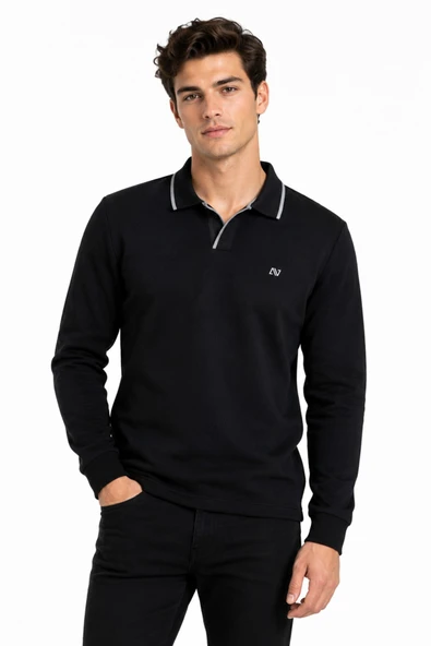 Erkek Mevsimlik Spor Polo V Yaka Sweatshırt BGL-ST05469 ürün görseli 1