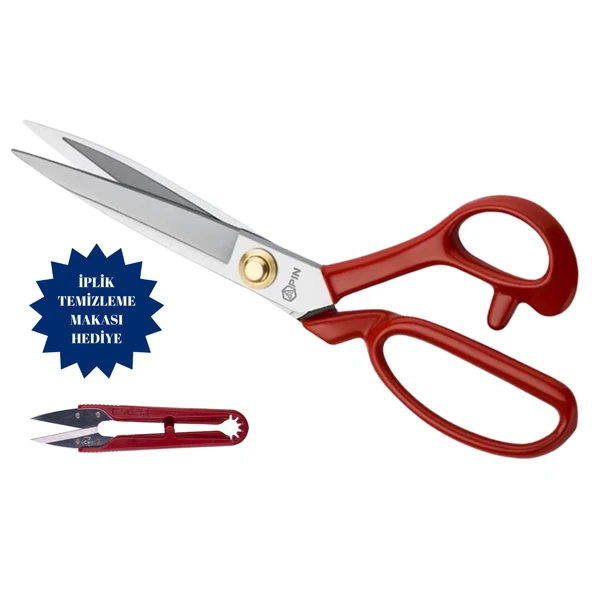 Pin-1104 Kırmızı Saplı Paslanmaz Çelik Terzi Makası – 10″ (26 cm) | PIN-10 ürün görseli 1