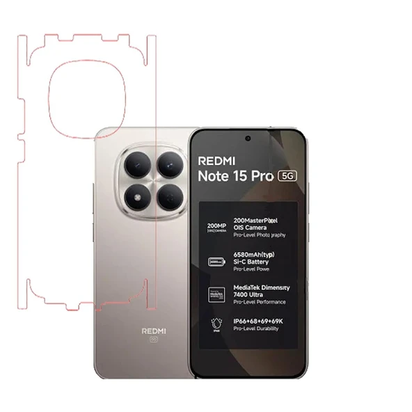 Redmi Note 15 Pro ile Uyumlu 360 Arka Kaplama(Kılıf Değildir!)   Şeffaf ürün görseli 1