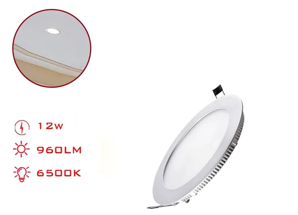 LEVA LED PANEL YUVARLAK SLIM SIVA ALTI BEYAZ IŞIK 12 W 960lm 16,5 CM LV-3092 ürün görseli 1
