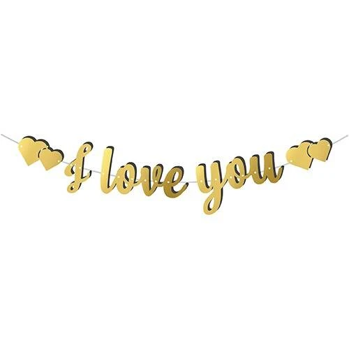Kaligrafi Banner "I Love You" - Gold ürün görseli 1