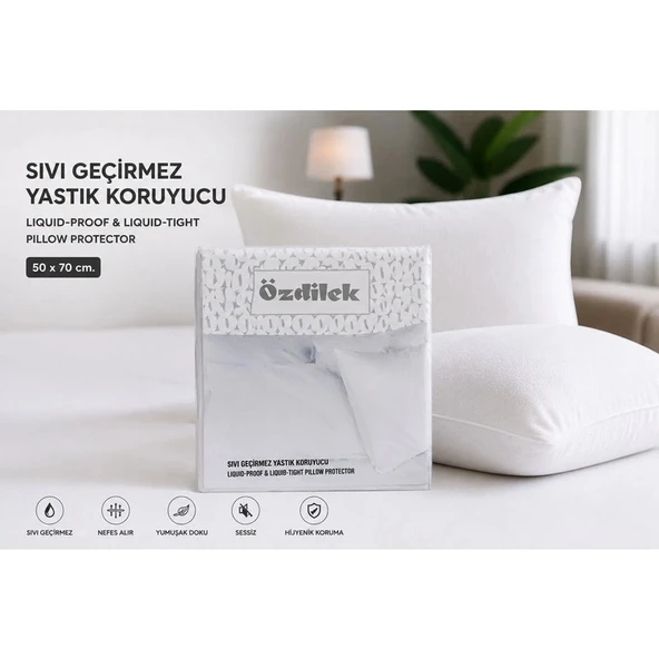 Özdilek  50X70 Sıvı Geçirmez Yastık Alezi   Nefes Alabilir  Otel Konforu  Beyaz ürün görseli 1