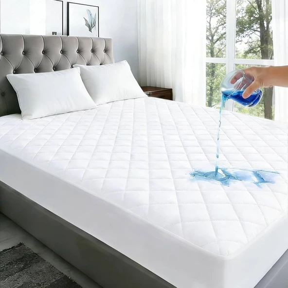Özdilek Kapitone Sıvı Geçirmez Yatak Alezi Pamuklu Dolgulu Lastikli Yatak Koruyucu 120 cm x 200 cm %100 Pamuk ürün görseli 1