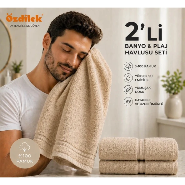 Özdilek Belda Plaj Havlusu 70X140 cm %100 Pamuk Büyük Boy Yumuşak Havlu Yüksek Emici & Hızlı Kuruyan Deniz, Plaj, Havuz Havlusu ürün görseli 1
