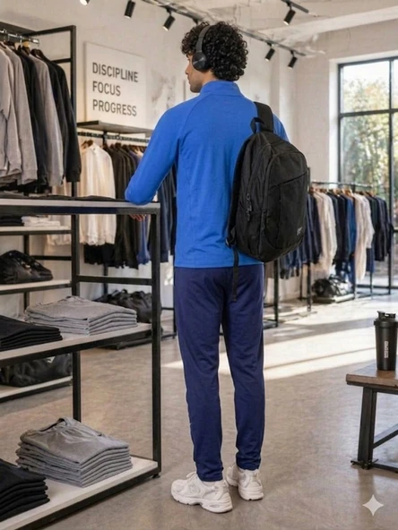 Erkek Mavi Slim Fit Eşofman Takımı - Resim 4