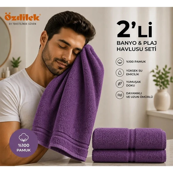 Özdilek Belda Plaj Havlusu 70X140 cm %100 Pamuk  Büyük Boy Yumuşak Havlu Yüksek Emici & Hızlı Kuruyan Deniz, Plaj, Havuz Havlusu ürün görseli 1
