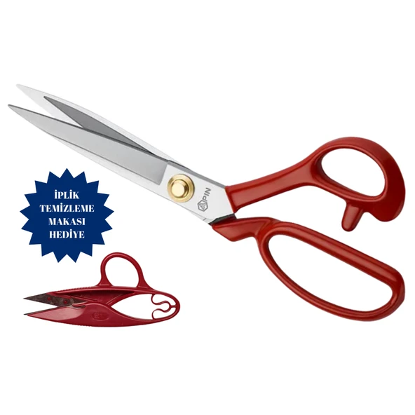 Pin-1124 Kırmızı Saplı Paslanmaz Çelik Terzi Makası – 12″ (30 cm) | PIN-12 ürün görseli 1