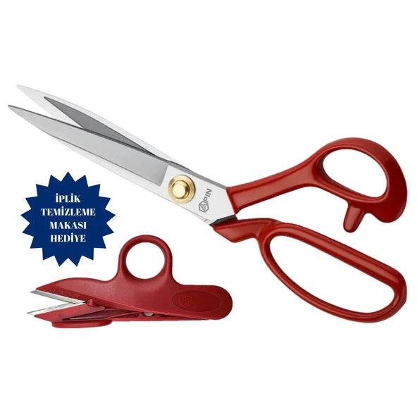 Pin-1114 Kırmızı Saplı Paslanmaz Çelik Terzi Makası – 11″ (28 cm) | PIN-11 ürün görseli 1
