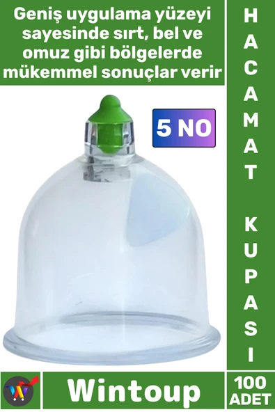 #Hacamat Vakumlu Hijyenik Dayanıklı Şeffaf Tıbbi Malzeme Kaliteli 100 Adet 5 Numara Hacamat Kupası ürün görseli 1