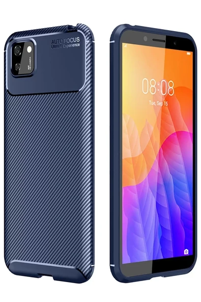 Newface Huawei Y5P Kılıf Auto Focus Karbon Kapak - Lacivert ürün görseli 1