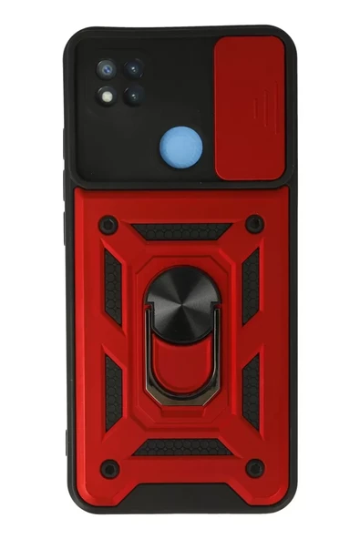 Newface Xiaomi Redmi 9C Kılıf Pars Lens Yüzüklü Silikon - Kırmızı ürün görseli 1