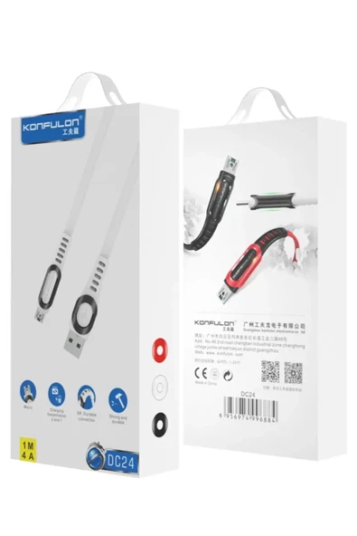 Konfulon DC24 Micro USB Kablo 1.2M 4A - Beyaz - Resim 2