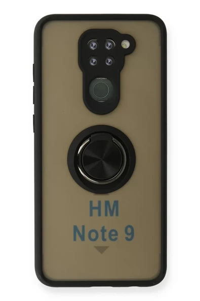 Newface Xiaomi Redmi Note 9 Kılıf Montreal Yüzüklü Silikon Kapak - Siyah ürün görseli 1