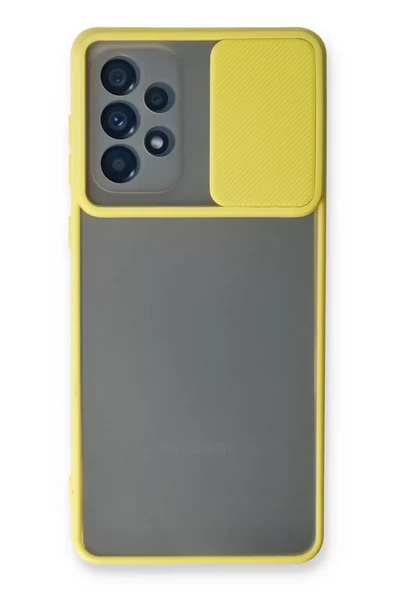 Newface Samsung Galaxy A53 5G Kılıf Palm Buzlu Kamera Sürgülü Silikon - Sarı ürün görseli 1