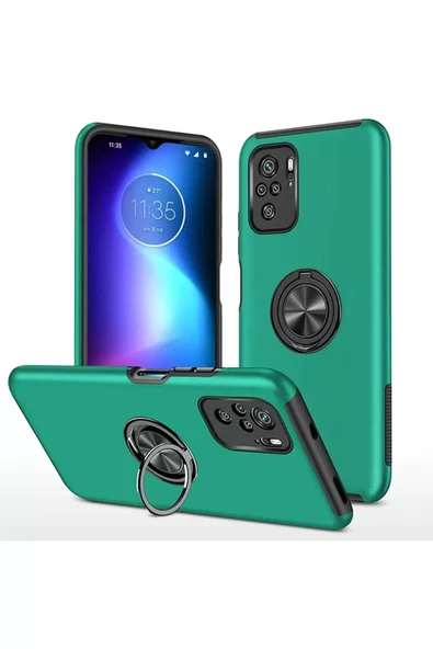 Newface Xiaomi Poco F3 Kılıf Elit Yüzüklü Kapak - Yeşil ürün görseli 1