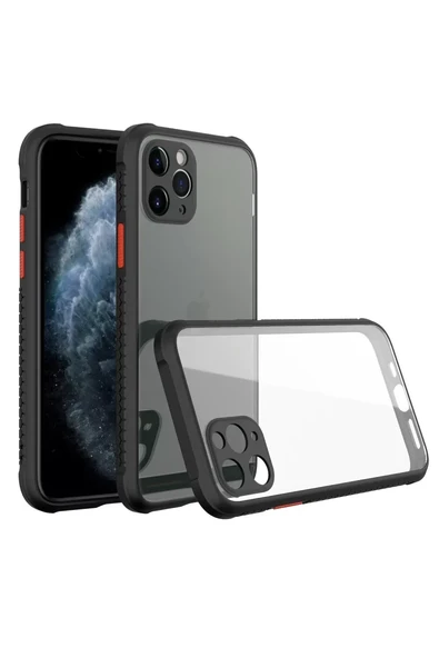 Newface Apple iPhone 11 Pro Max Kılıf Miami Şeffaf Silikon - Siyah ürün görseli 1