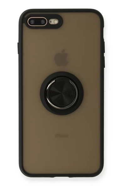Newface Apple iPhone 7 Plus Kılıf Montreal Yüzüklü Silikon Kapak - Siyah ürün görseli 1
