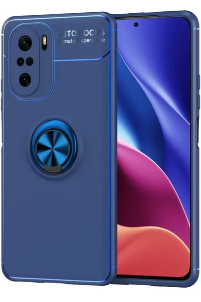 Newface Xiaomi Poco F3 Kılıf Range Yüzüklü Silikon - Mavi ürün görseli 1