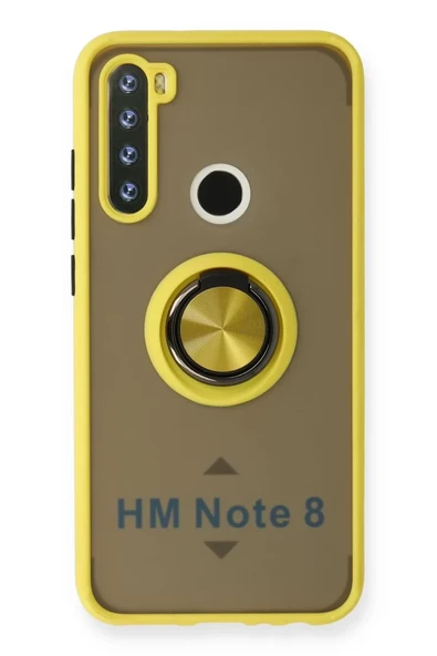 Newface Xiaomi Redmi Note 8 Kılıf Montreal Yüzüklü Silikon Kapak - Sarı ürün görseli 1