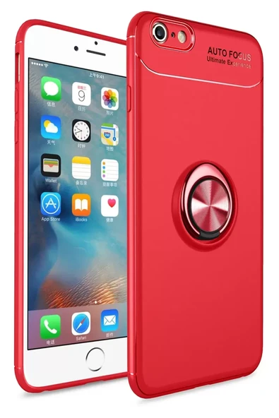 Newface Apple iPhone 6 Kılıf Range Yüzüklü Silikon - Kırmızı ürün görseli 1