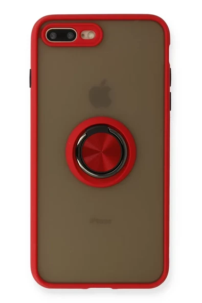 Newface Apple iPhone 7 Plus Kılıf Montreal Yüzüklü Silikon Kapak - Kırmızı ürün görseli 1