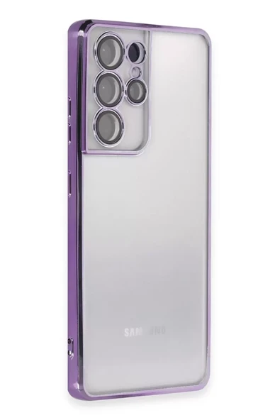 Newface Samsung Galaxy S21 Ultra Kılıf Razer Lensli Silikon - Mor ürün görseli 1