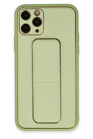 Newface Apple iPhone 11 Pro Kılıf Coco Deri Standlı Kapak - Su Yeşili ürün görseli 1