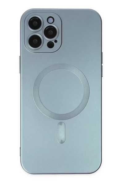 Newface Apple iPhone 12 Pro Max Kılıf Moshi Lens Magneticsafe Silikon - Sierra Blue ürün görseli 1
