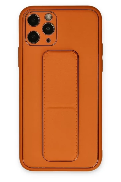 Newface Apple iPhone 11 Pro Kılıf Coco Deri Standlı Kapak - Turuncu ürün görseli 1