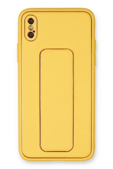 Newface Apple iPhone XS Max Kılıf Coco Deri Standlı Kapak - Sarı ürün görseli 1