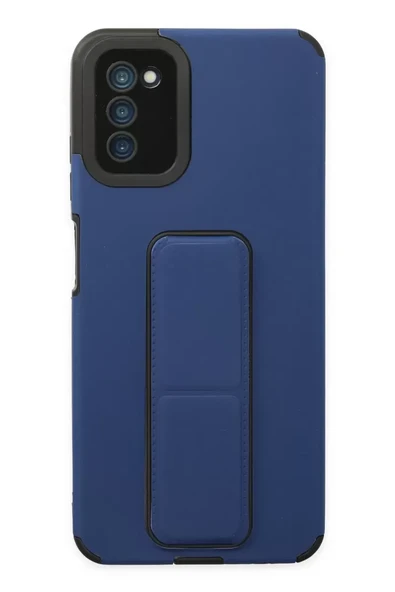 Newface Samsung Galaxy A03S Kılıf Mega Standlı Silikon - Mavi ürün görseli 1