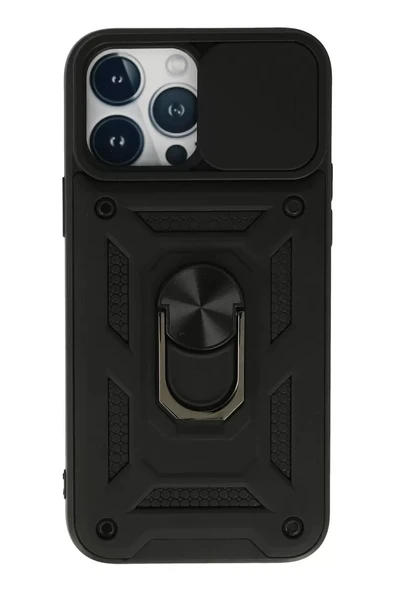 Newface Apple iPhone 13 Pro Kılıf Pars Lens Yüzüklü Silikon - Siyah ürün görseli 1