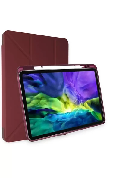 Newface Apple iPad Air 4 10.9 Kılıf Kalemlikli Mars Tablet Kılıfı - Mürdüm ürün görseli 1