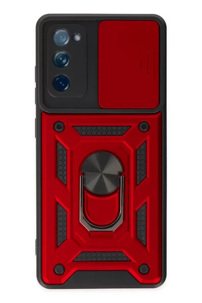 Newface Samsung Galaxy S20 FE Kılıf Pars Lens Yüzüklü Silikon - Kırmızı ürün görseli 1