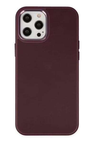 Newface Apple iPhone 12 Pro Max Kılıf Asya Deri Silikon - Mürdüm ürün görseli 1