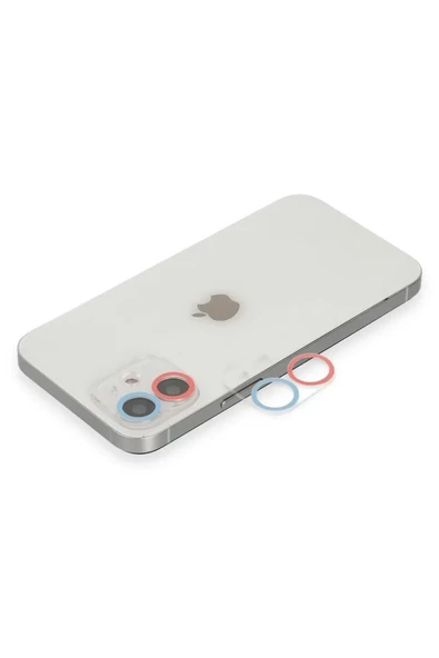 Newface Apple iPhone 11 Renkli Kamera Lens Koruma Cam - Pembe-Mavi ürün görseli 1