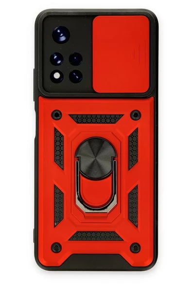 Newface Xiaomi Redmi Note 11T Kılıf Pars Lens Yüzüklü Silikon - Kırmızı ürün görseli 1