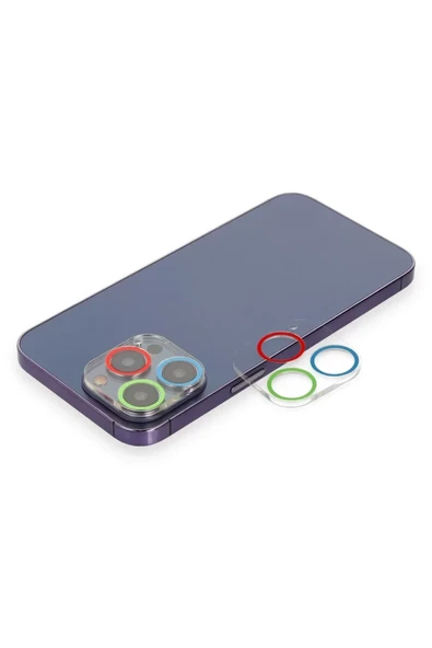 Newface Apple iPhone 13 Pro Max Renkli Kamera Lens Koruma Cam - Mavi-Yeşil ürün görseli 1