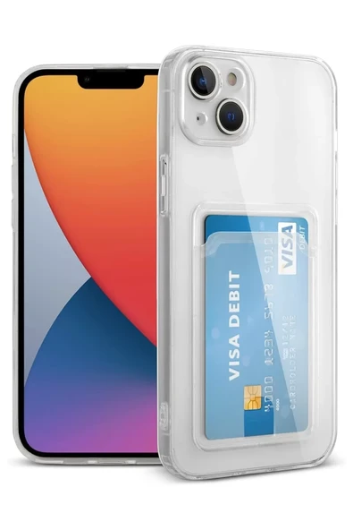 Newface Apple iPhone 14 Kılıf Kart Şeffaf Silikon - Şeffaf ürün görseli 1