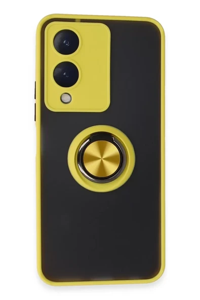 Newface Vivo Y17S Kılıf Montreal Yüzüklü Silikon Kapak - Sarı ürün görseli 1