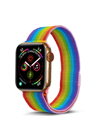 Newface Apple Watch 38mm Metal Mıknatıslı Kordon - Gökkuşağı ürün görseli 1
