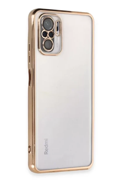 Newface Xiaomi Redmi Note 10 Kılıf Razer Lensli Silikon - Gold ürün görseli 1