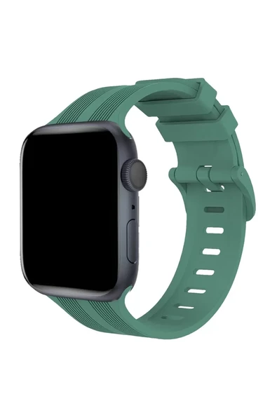 Newface Apple Watch 38mm KR408 Çizgili Silikon Kordon - Yeşil ürün görseli 1