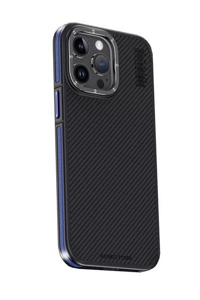 Joko Apple iPhone 15 Pro Max Kılıf Aramid 600D Kevlar Karbon Fiber Magsafe Kapak - Lacivert ürün görseli 1